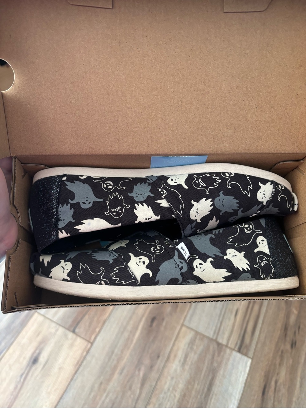 Toms Black glow in the dark Ghost Print Slip-Ons